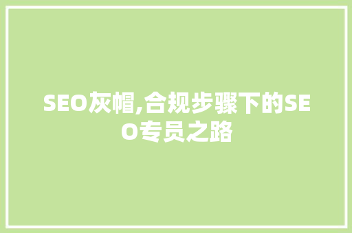SEO灰帽,合规步骤下的SEO专员之路