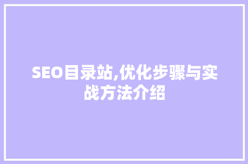 SEO目录站,优化步骤与实战方法介绍