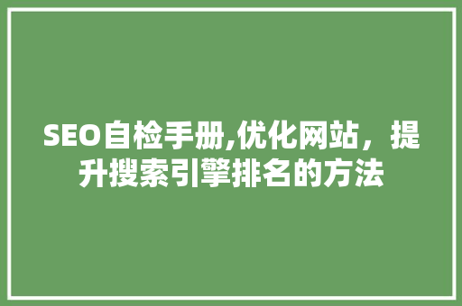 SEO自检手册,优化网站，提升搜索引擎排名的方法