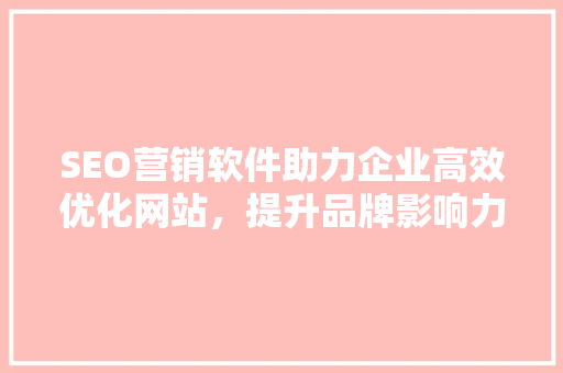 SEO营销软件助力企业高效优化网站，提升品牌影响力