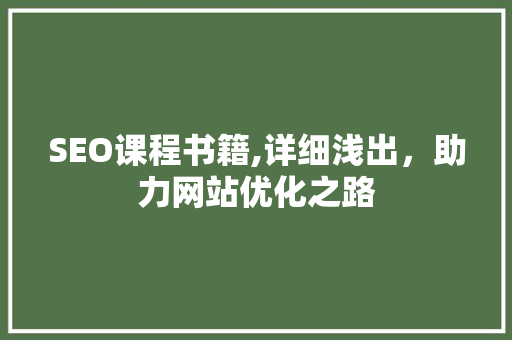 SEO课程书籍,详细浅出，助力网站优化之路