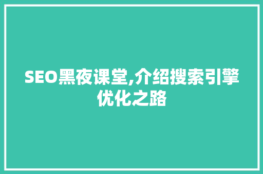 SEO黑夜课堂,介绍搜索引擎优化之路