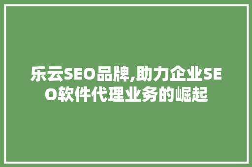 乐云SEO品牌,助力企业SEO软件代理业务的崛起