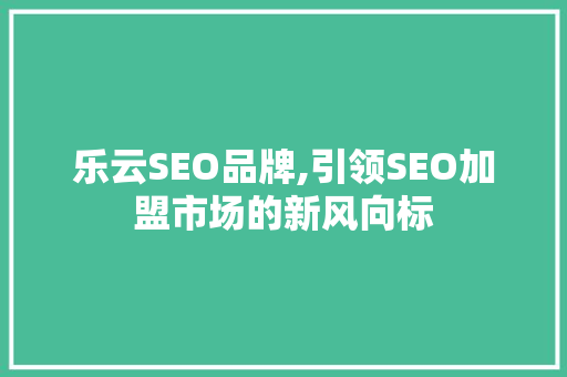 乐云SEO品牌,引领SEO加盟市场的新风向标