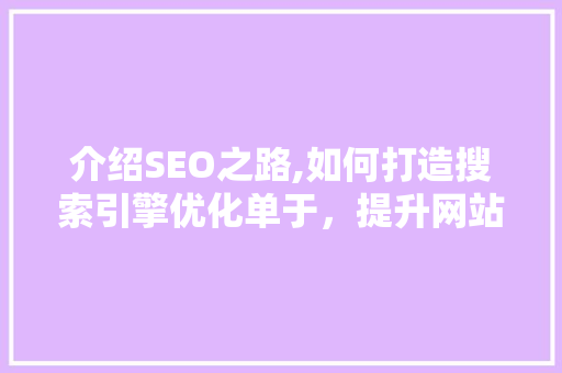 介绍SEO之路,如何打造搜索引擎优化单于，提升网站排名