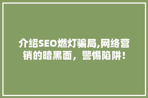 介绍SEO燃灯骗局,网络营销的暗黑面，警惕陷阱！