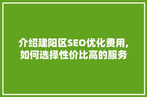 介绍建阳区SEO优化费用,如何选择性价比高的服务