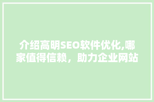 介绍高明SEO软件优化,哪家值得信赖，助力企业网站腾飞