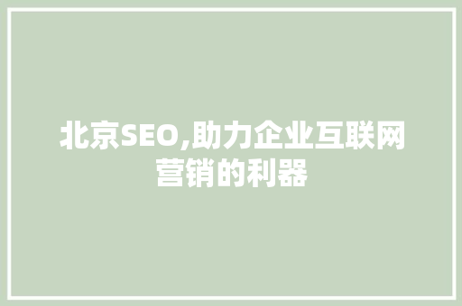 北京SEO,助力企业互联网营销的利器