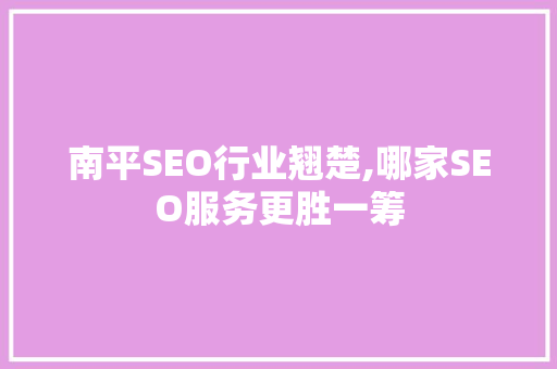 南平SEO行业翘楚,哪家SEO服务更胜一筹