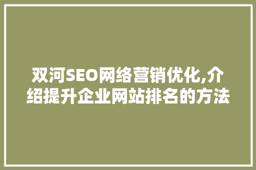 双河SEO网络营销优化,介绍提升企业网站排名的方法