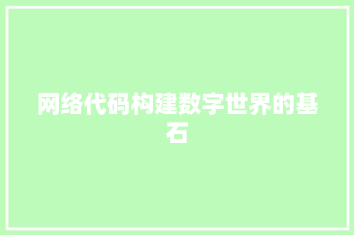 网络代码构建数字世界的基石