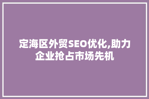 定海区外贸SEO优化,助力企业抢占市场先机