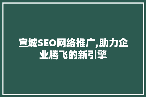 宣城SEO网络推广,助力企业腾飞的新引擎