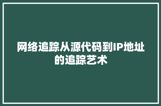 网络追踪从源代码到IP地址的追踪艺术