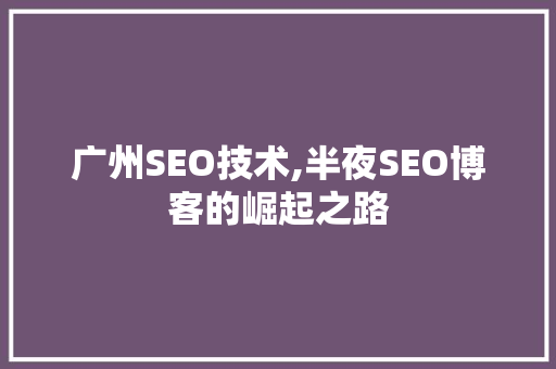 广州SEO技术,半夜SEO博客的崛起之路