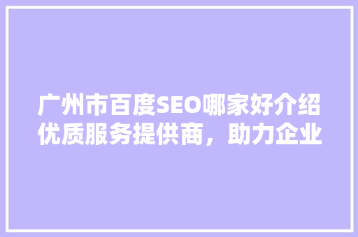 广州市百度SEO哪家好介绍优质服务提供商，助力企业腾飞