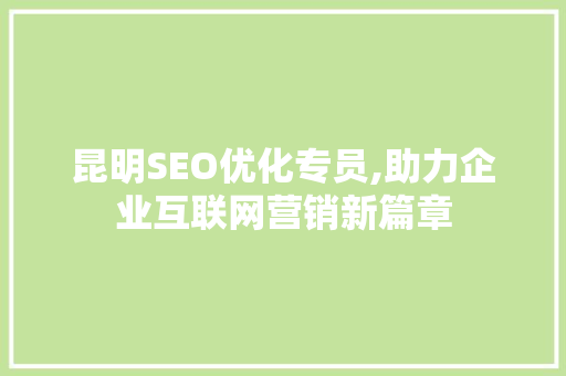 昆明SEO优化专员,助力企业互联网营销新篇章