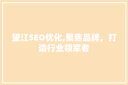 望江SEO优化,聚焦品牌，打造行业领军者