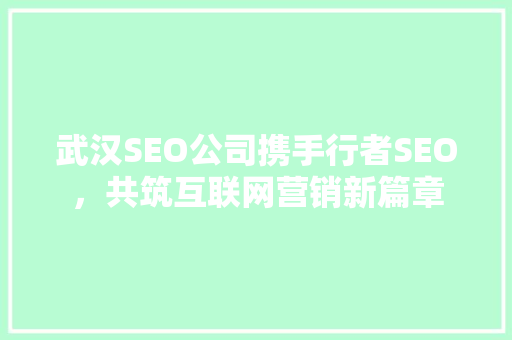武汉SEO公司携手行者SEO，共筑互联网营销新篇章