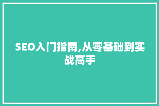 SEO入门指南,从零基础到实战高手