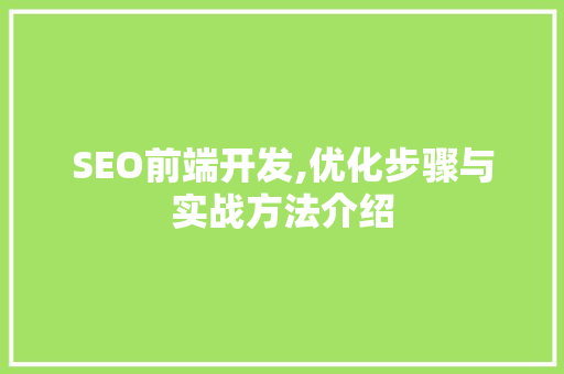 SEO前端开发,优化步骤与实战方法介绍
