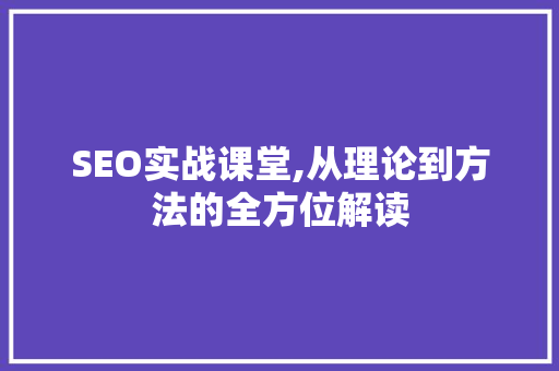 SEO实战课堂,从理论到方法的全方位解读