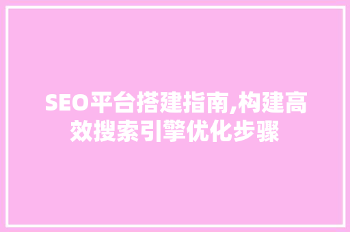 SEO平台搭建指南,构建高效搜索引擎优化步骤