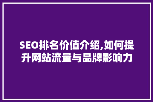 SEO排名价值介绍,如何提升网站流量与品牌影响力