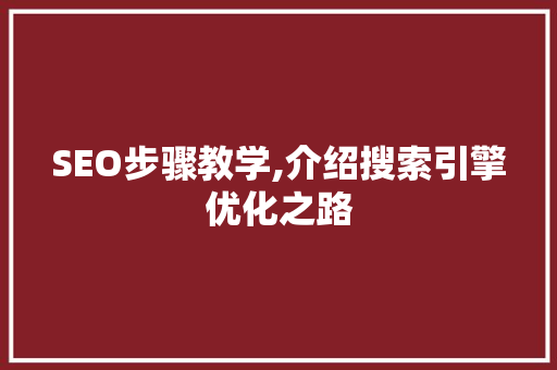 SEO步骤教学,介绍搜索引擎优化之路