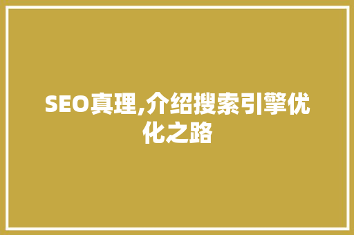 SEO真理,介绍搜索引擎优化之路