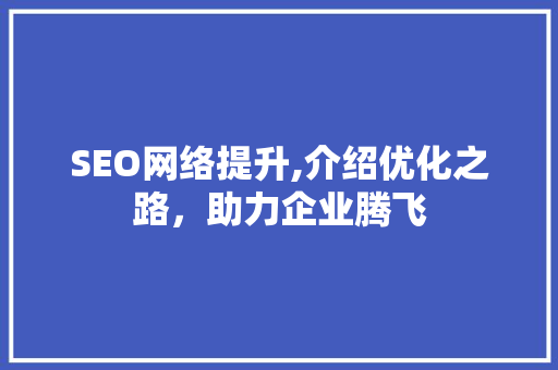 SEO网络提升,介绍优化之路，助力企业腾飞