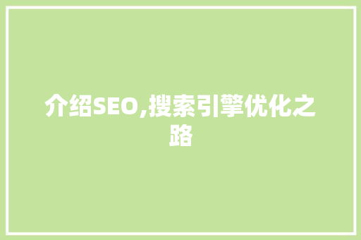 介绍SEO,搜索引擎优化之路