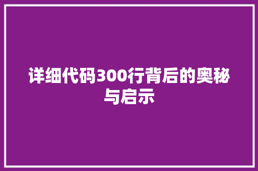 详细代码300行背后的奥秘与启示