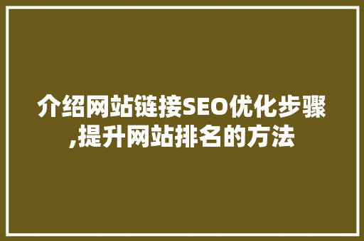 介绍网站链接SEO优化步骤,提升网站排名的方法