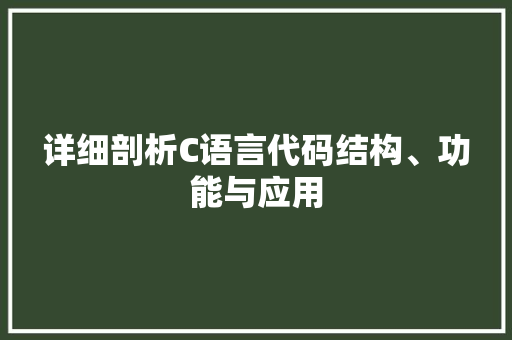 详细剖析C语言代码结构、功能与应用