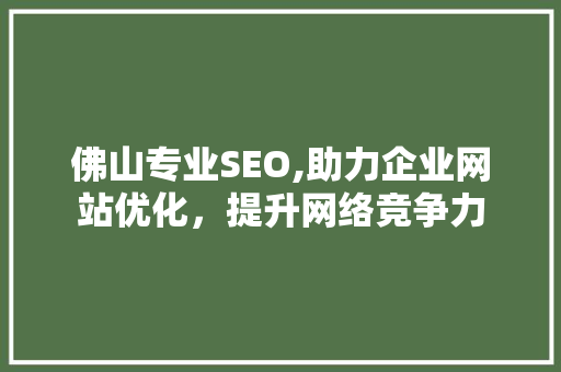 佛山专业SEO,助力企业网站优化，提升网络竞争力
