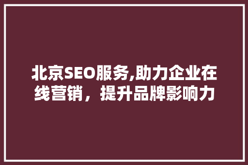 北京SEO服务,助力企业在线营销，提升品牌影响力