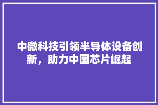 中微科技引领半导体设备创新，助力中国芯片崛起