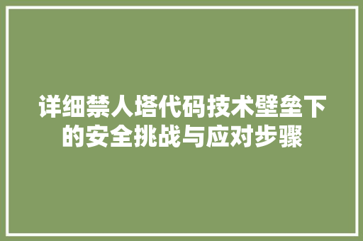 详细禁人塔代码技术壁垒下的安全挑战与应对步骤