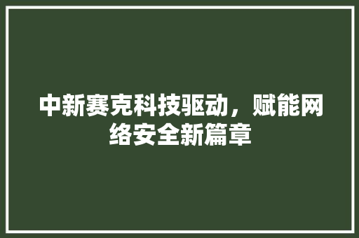 中新赛克科技驱动，赋能网络安全新篇章