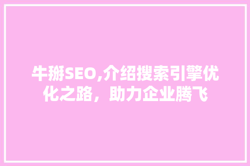 牛掰SEO,介绍搜索引擎优化之路，助力企业腾飞
