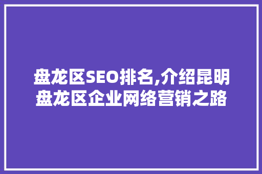 盘龙区SEO排名,介绍昆明盘龙区企业网络营销之路