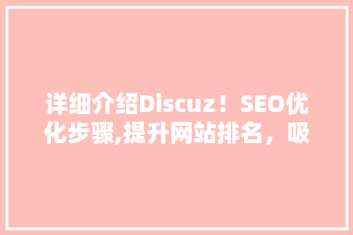 详细介绍Discuz！SEO优化步骤,提升网站排名，吸引更多流量