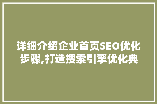 详细介绍企业首页SEO优化步骤,打造搜索引擎优化典范
