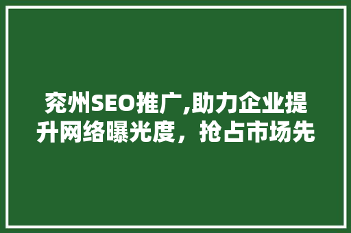 兖州SEO推广,助力企业提升网络曝光度，抢占市场先机