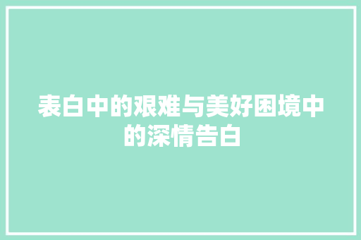 表白中的艰难与美好困境中的深情告白