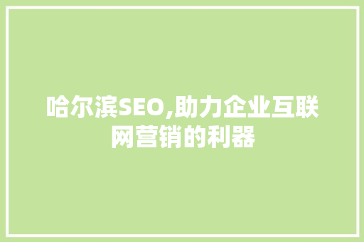 哈尔滨SEO,助力企业互联网营销的利器