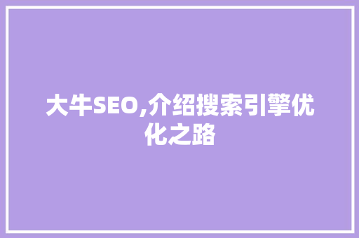 大牛SEO,介绍搜索引擎优化之路