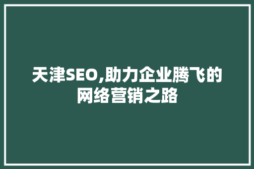 天津SEO,助力企业腾飞的网络营销之路
